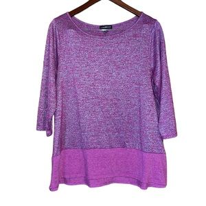 •LANE BRYANT•SPACE DYED KNIT TUNIC FUSHIA 3/4 SLEEVE BLOUSE IN SIZE 14/16 EUC